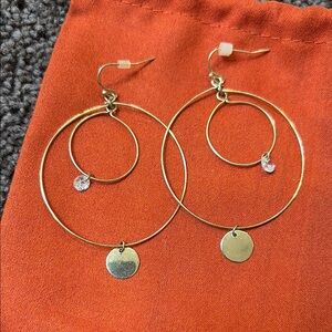Gold Double Hoop Earrings with Charms